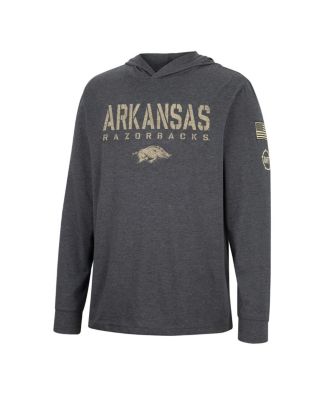 Men's Charcoal Arkansas Razorbacks Team OHT Military-Inspired Appreciation Hoodie Long Sleeve T-shirt