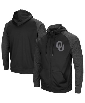 Men's Black Oklahoma Sooners Blackout 3.0 Tonal Raglan Full-Zip Hoodie