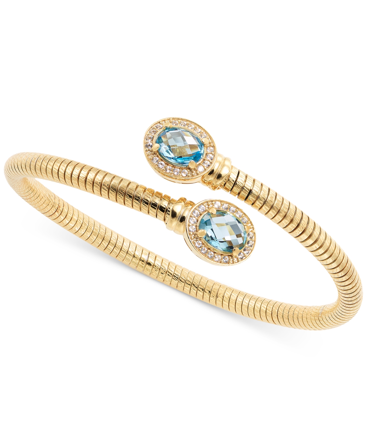 Macy's Multi-topaz Bypass Bangle Bracelet (3-5/8 Ct. T.w.) In 14k Gold-plated Sterling Silver In Blue Topaz