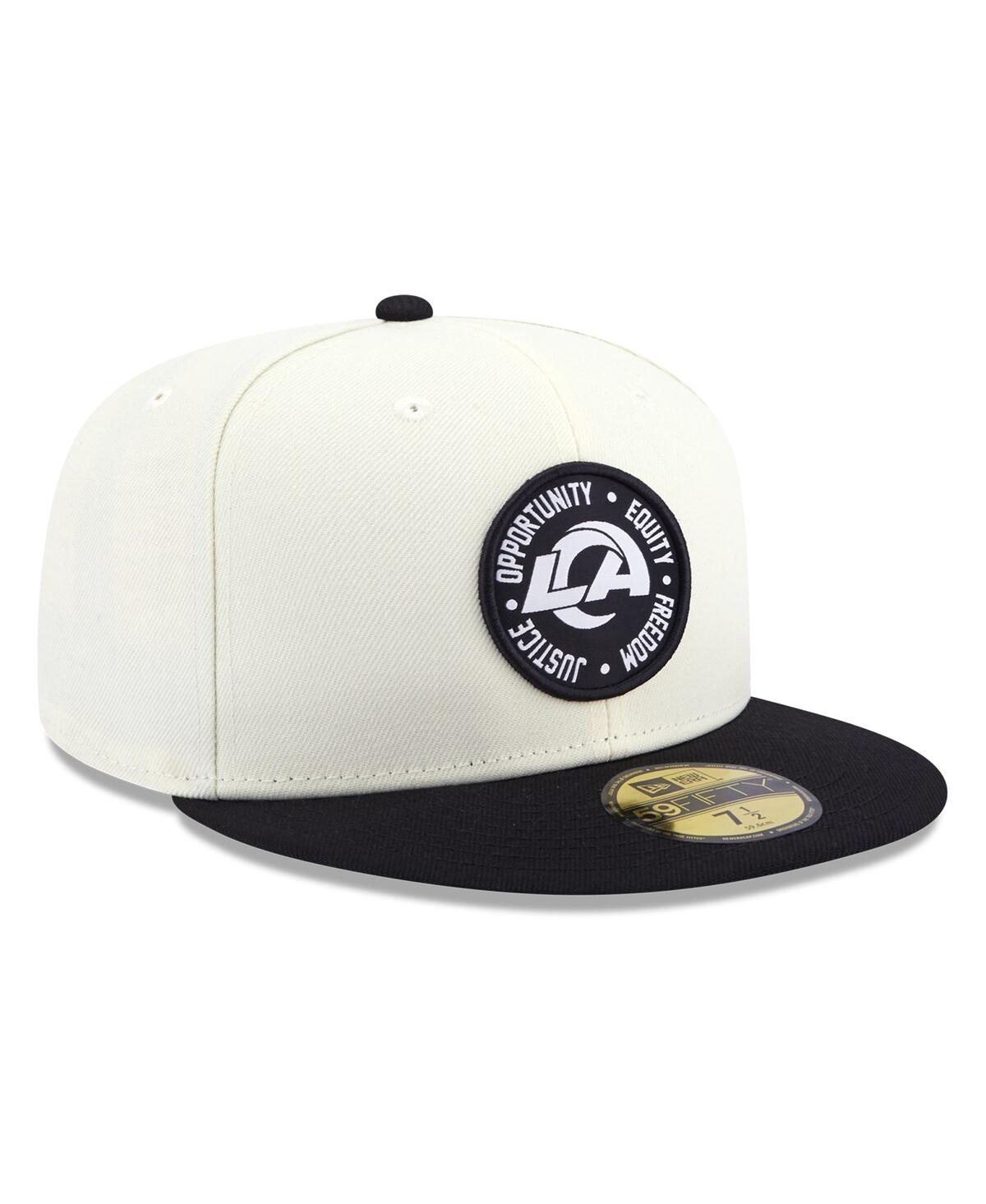 Men's New Eraand Black Los Angeles Rams 2022 Inspire Change 59FIFTY Fitted Hat - Cream, Black
