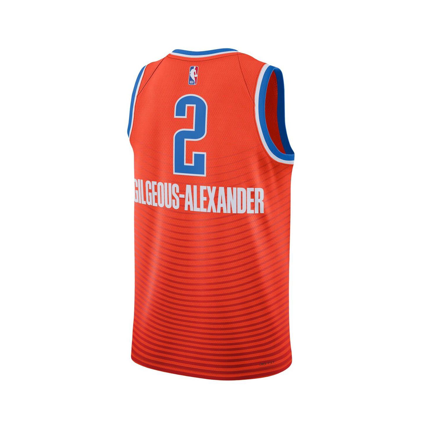 Мужской топ Jordan Shai Gilgeous-Alexander Orange Oklahoma City Thunder Statement Edition Swingman Jersey — фото 2