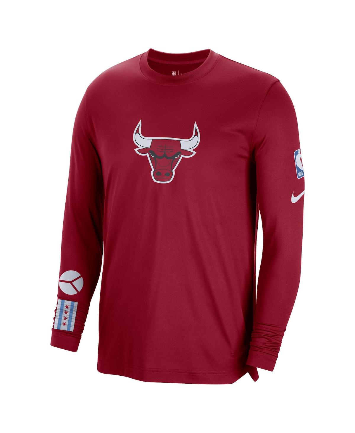 Shop Nike Men's  Red Chicago Bulls 2022/23 City Edition Pregame Warmup Long Sleeve Shooting Shirt