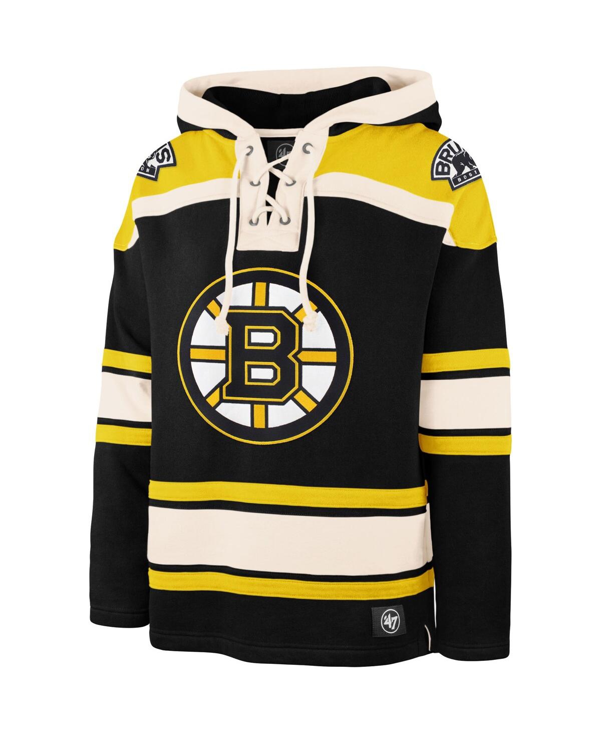 Shop 47 Brand Men's ' Black, Gold Boston Bruins Superior Lacer Pullover Hoodie In Black,gold