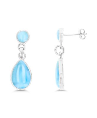 Larimar Dangling Earrings in Sterling Silver