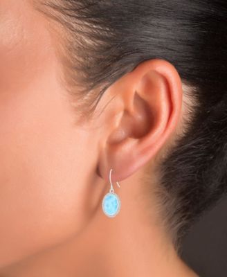 Larimar and Cubic Zirconia Fishhook Earrings (7/8 ct.t.w.) in Sterling Silver