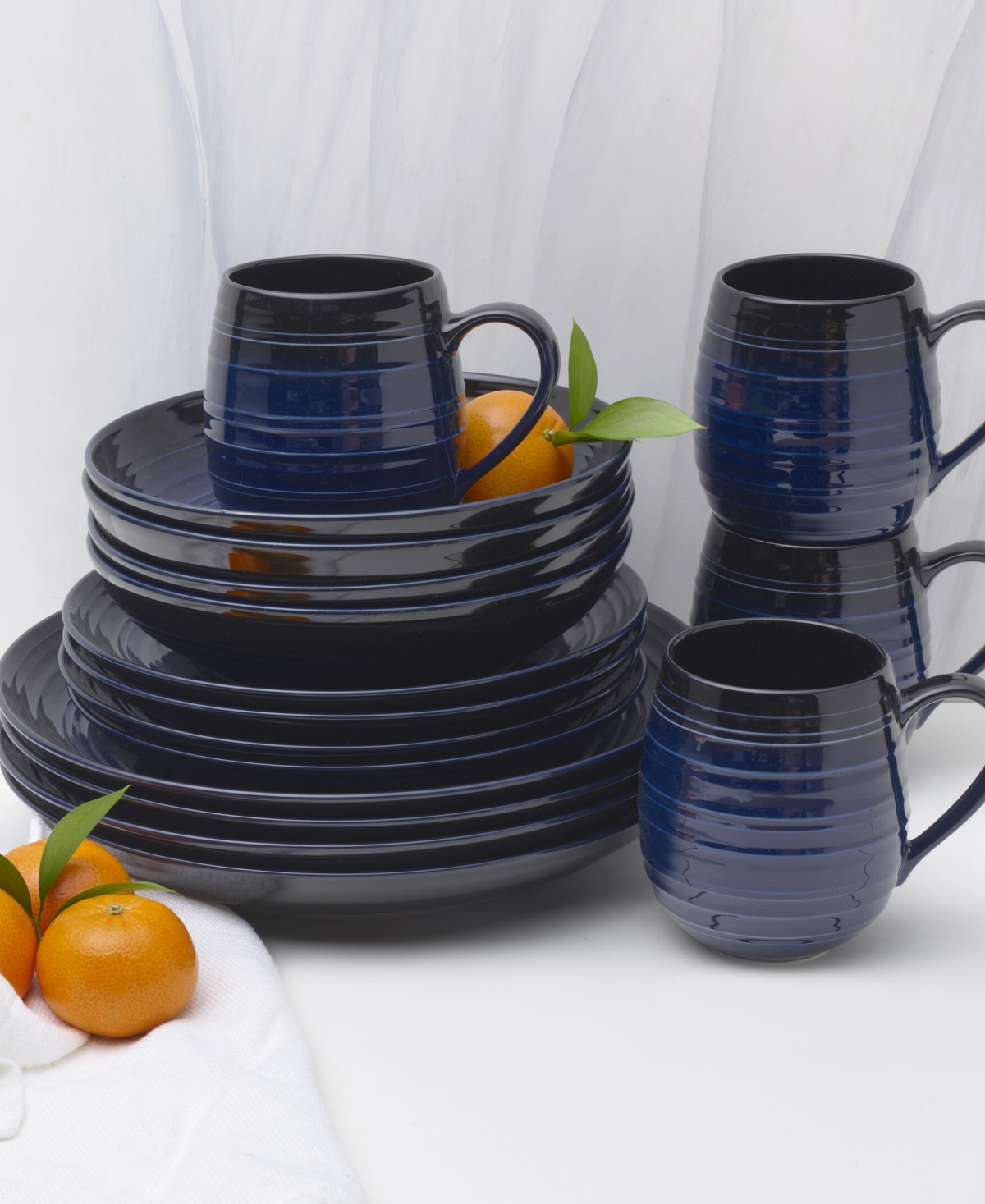 Mikasa Swirl Coupe Dinnerware Set, Service for 4