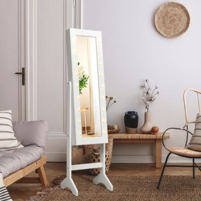 Mirrored Jewelry Cabinet Organizer w/18 LED lights