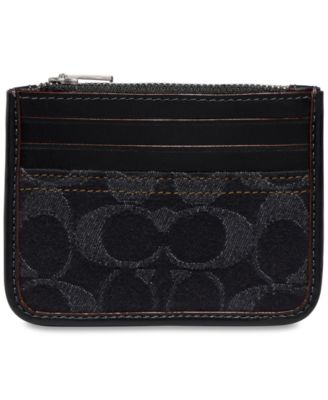 COACH Washed Denim Signature Small Zip Card Case - Macy's
