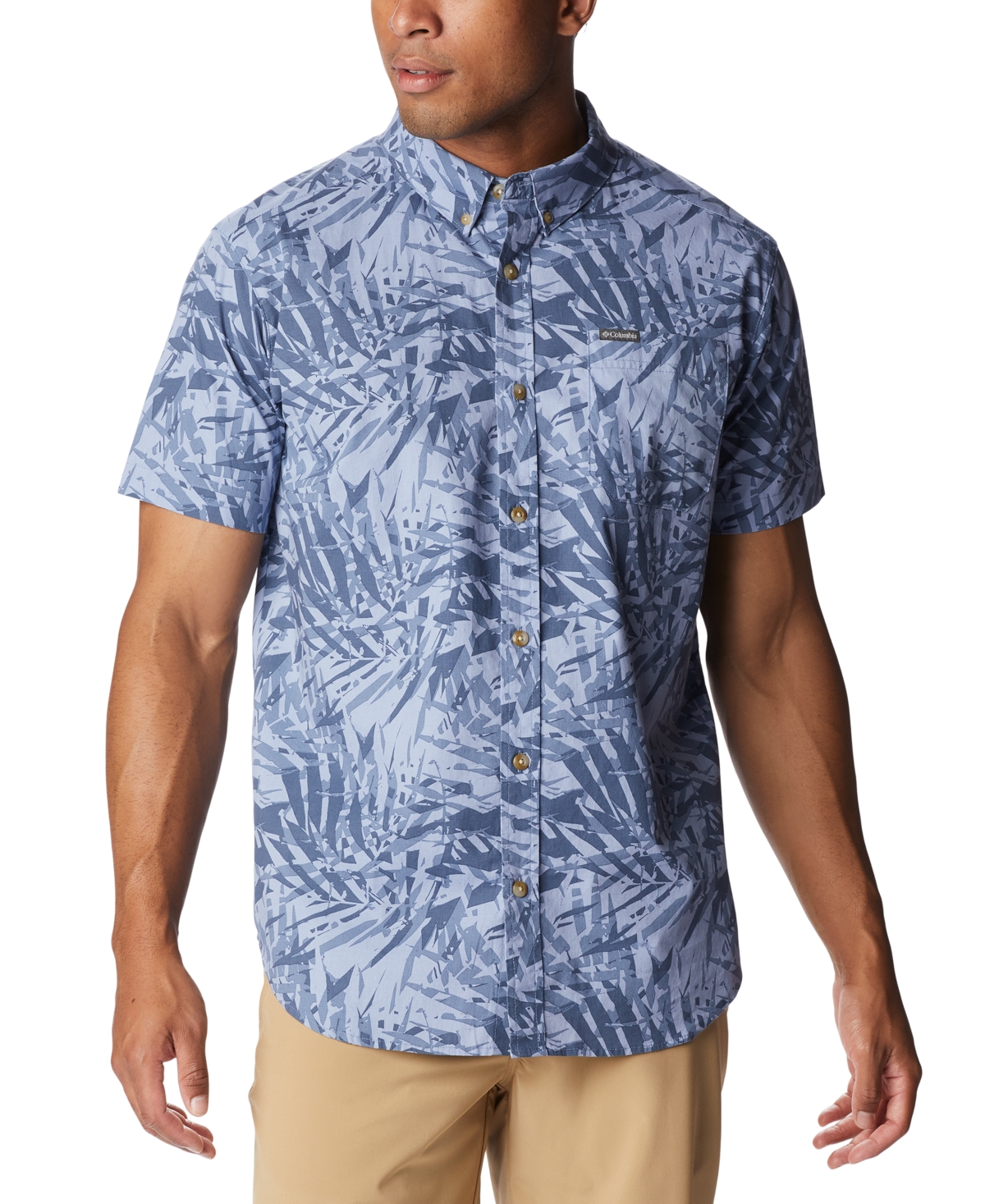 Shop Columbia Men's Rapid Rivers Printed Short Sleeve Shirt In Bluestone Dye P