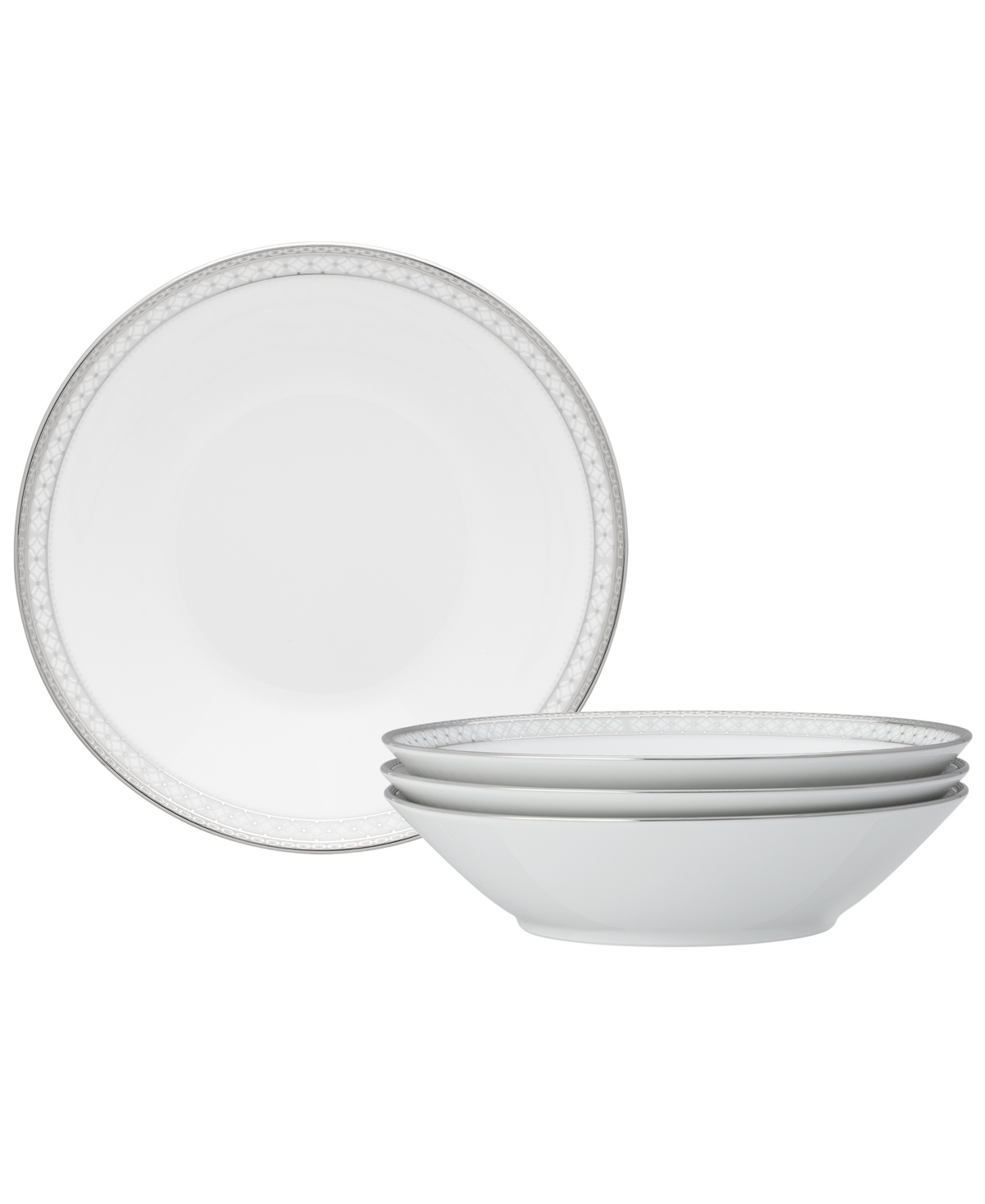 Noritake Rochester Platinum Set Of 4 Soup Bowls, Service For 4 In White