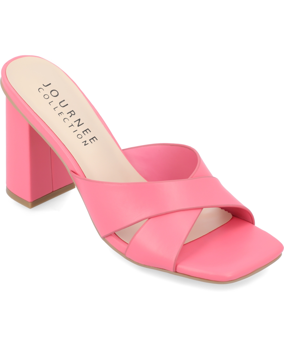 JOURNEE COLLECTION WOMEN'S CHAZZ CRISSCROSS BLOCK HEEL DRESS SANDALS