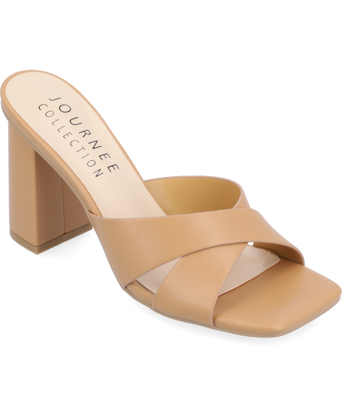 JOURNEE COLLECTION WOMEN'S CHAZZ CRISSCROSS BLOCK HEEL DRESS SANDALS