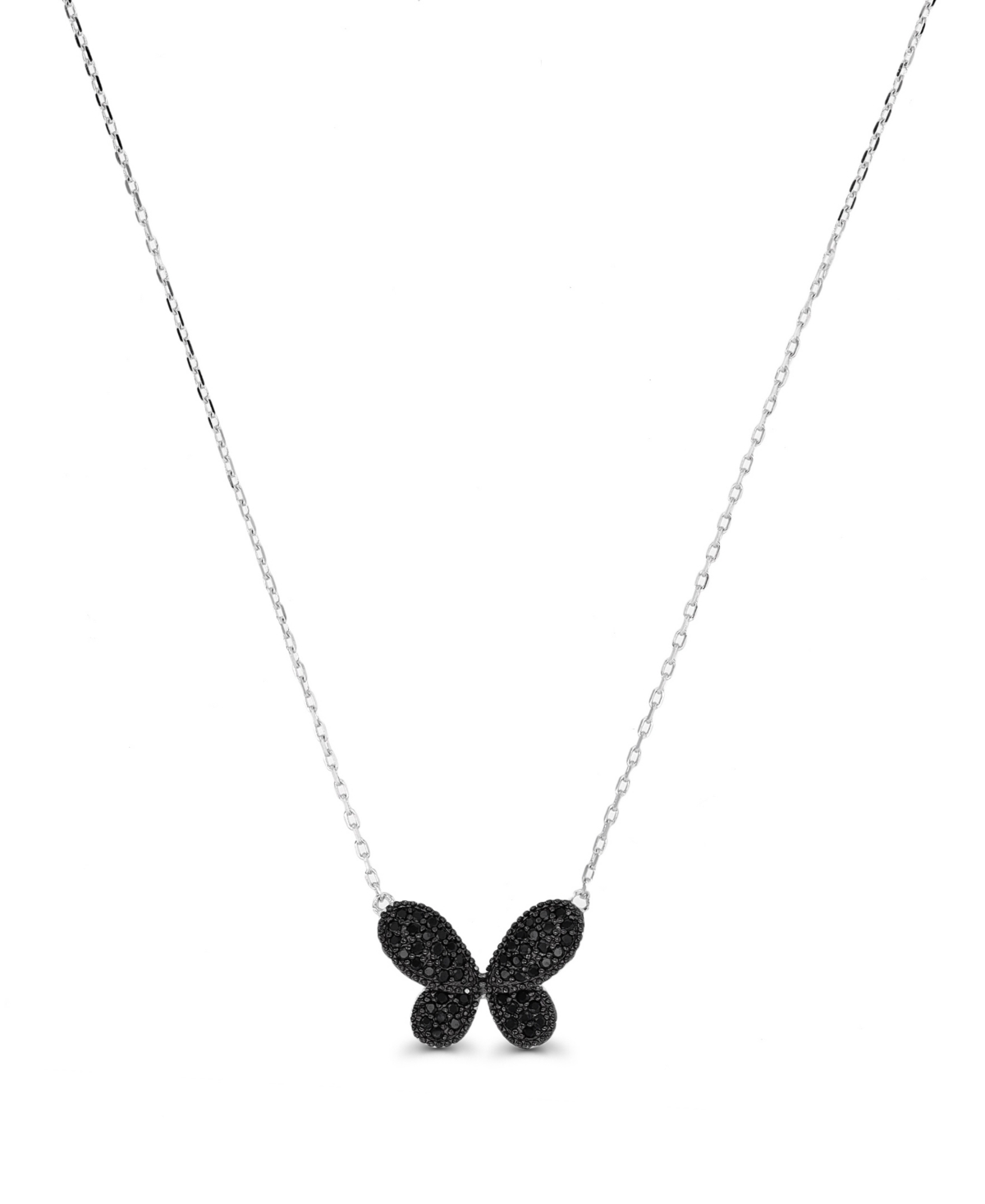 Macy's Spinel Butterfly Necklace (1/3 Ct. T.w.) In Sterling Silver In Black Spinel