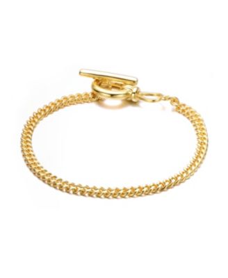14K Gold Plated with Clear Cubic Zirconia Ligth Weight Chain Bracelet