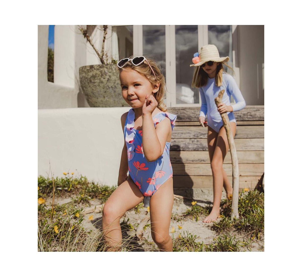 Baby Girls Beach Bloom Ruffle Shoulder Swimsuit