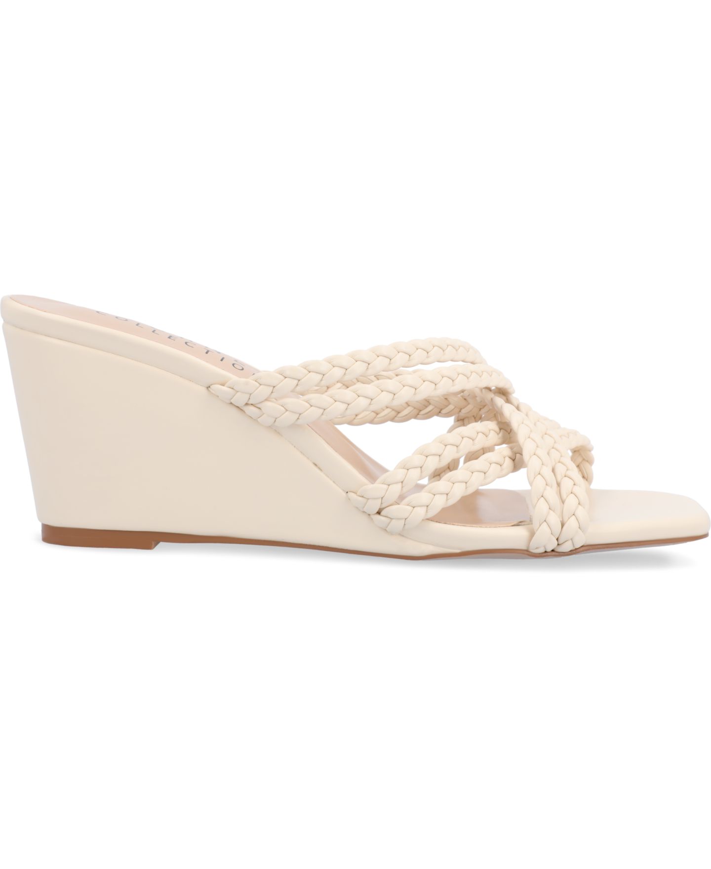 Женские сандалии Journee Collection Baylen Strappy Braided Wedge, цвет: Бежевый — фото 2