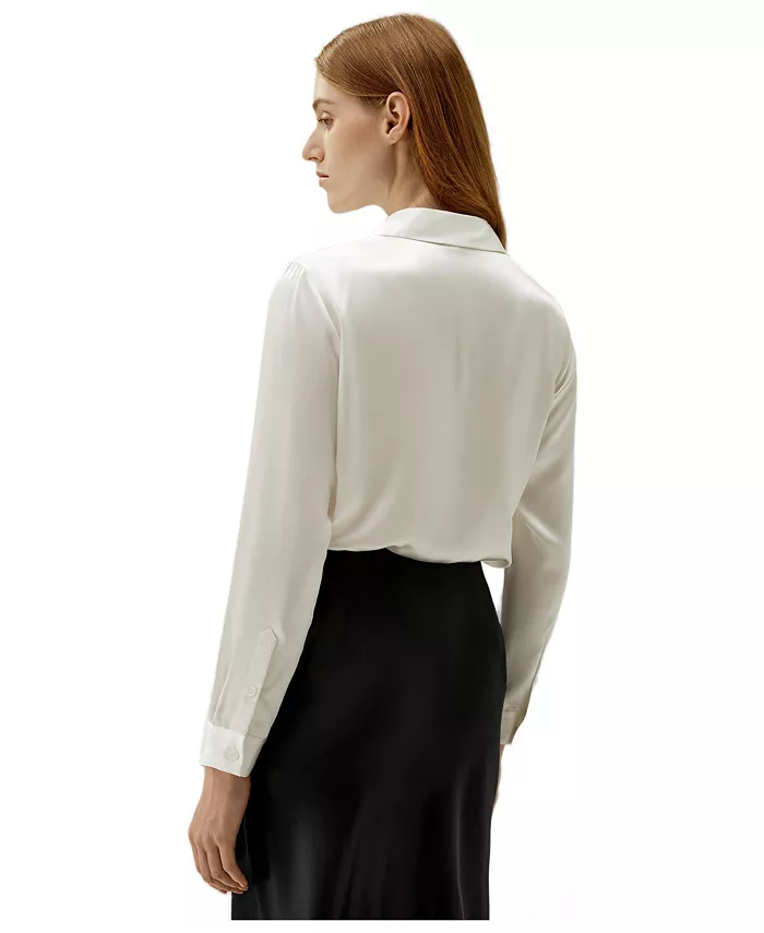 Women's Basic Concealed Placket Regular Fit Silk Shirt - thumbnail 2