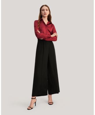 Women's Basic Concealed Placket Silk Shirt