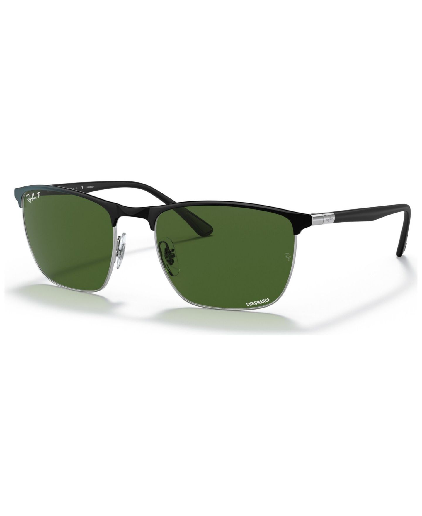Солнцезащитные очки Ray-Ban Unisex Polarized Sunglasses, RB3686 57, цвет: Чёрный серебряный — фото 1