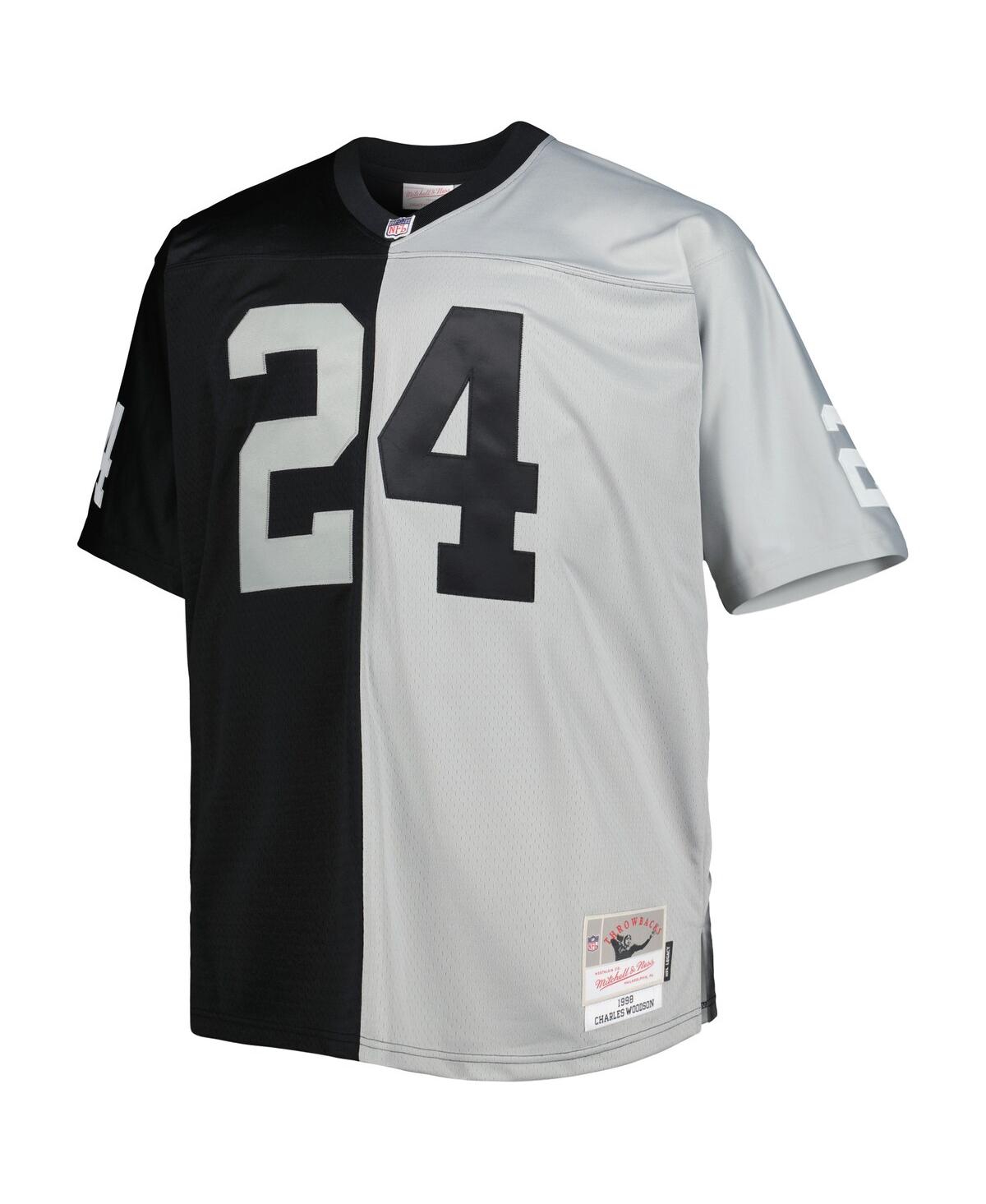Men's Mitchell & Ness Charles Woodson Silver Las Vegas Raiders Big and Tall Split Legacy Retired Player Replica Jersey - Silver
