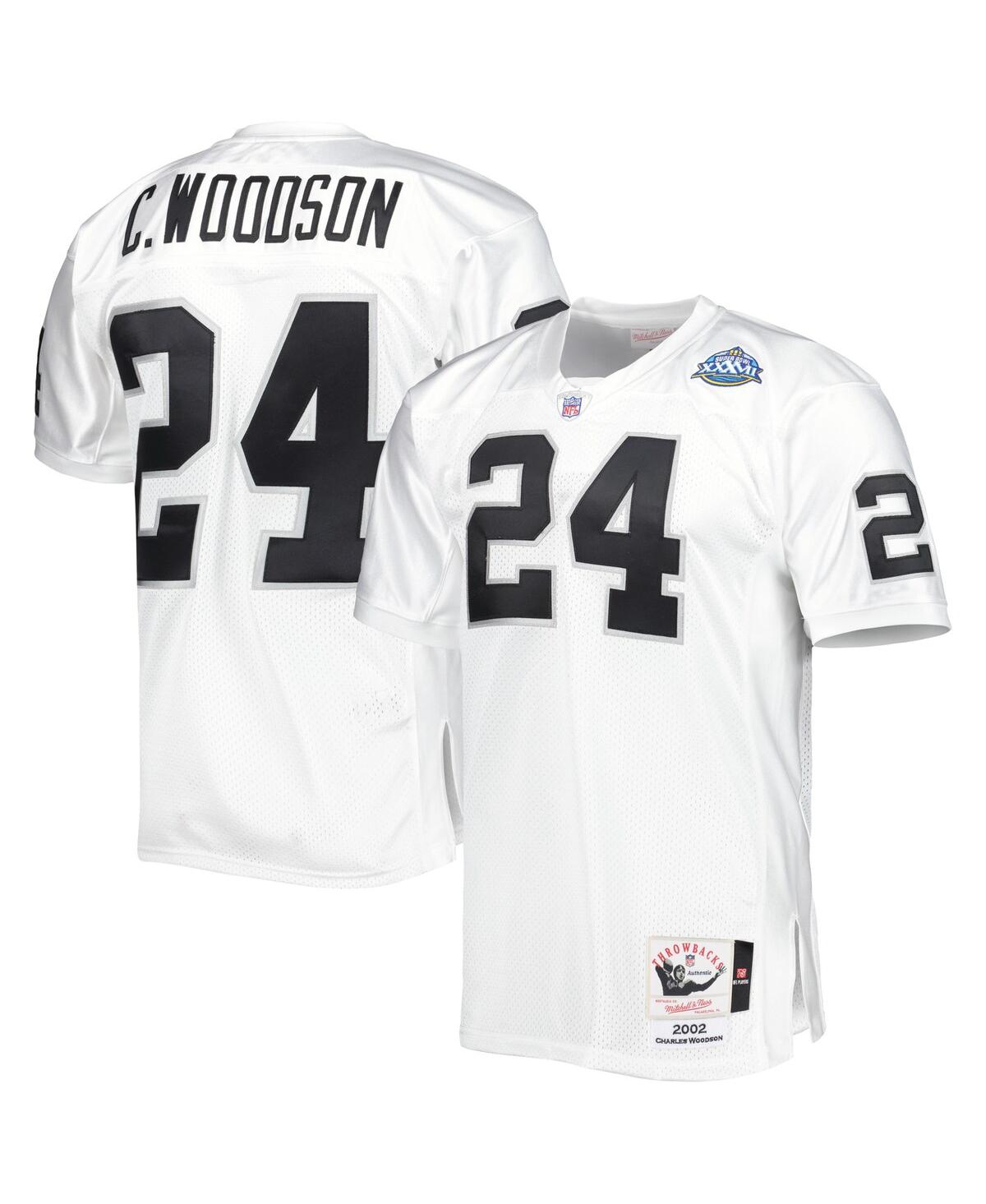 Men's Mitchell & Ness Charles WoodsonLas Vegas Raiders 2002 Super Bowl Xxxvii Authentic Retired Player Jersey - White