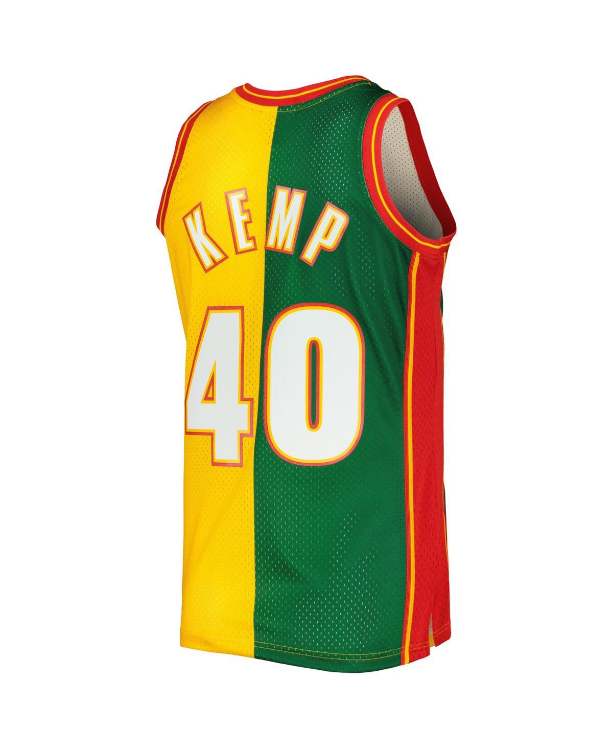 Men's Mitchell & Ness Shawn Kemp Gold Seattle SuperSonics Hardwood Classics 1995-96 Split Swingman Jersey - Gold