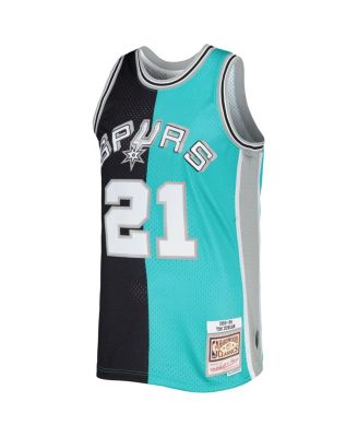 Men's Tim Duncan Black, Teal San Antonio Spurs Hardwood Classics 1998-99 Split Swingman Jersey