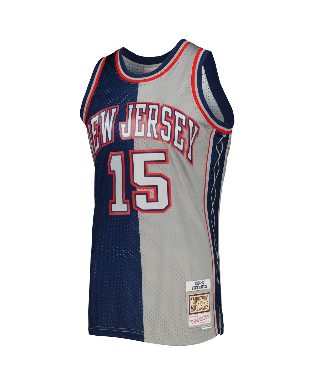 Men's Mitchell & Ness Vince Carter Gray New Jersey Nets Hardwood Classics 2006-07 Split Swingman Jersey - Gray
