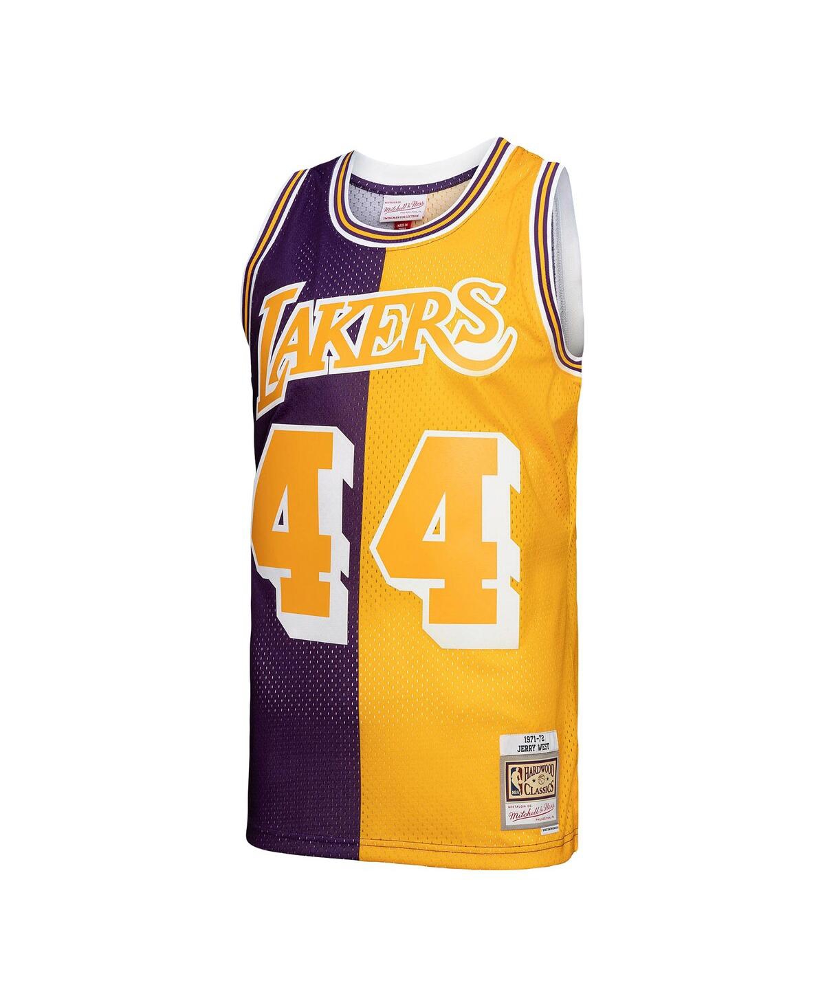 Men's Mitchell & Ness Jerry West Gold Los Angeles Lakers Hardwood Classics 1971-72 Split Swingman Jersey - Gold