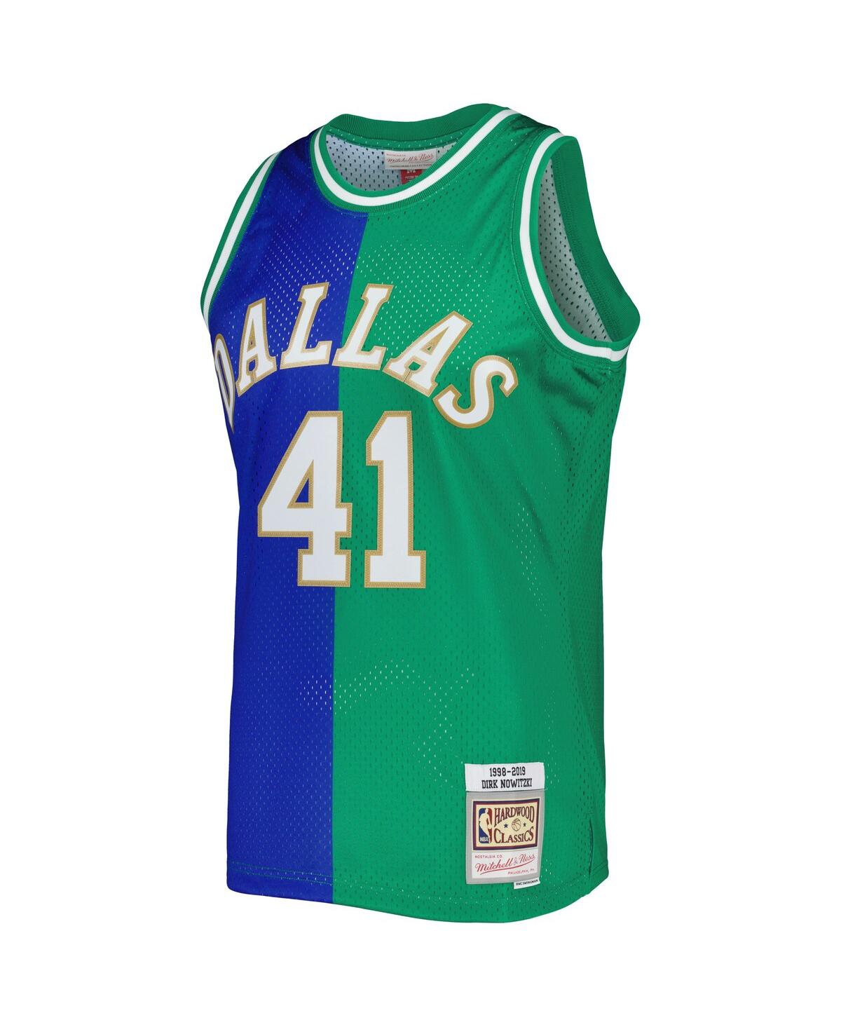 Men's Mitchell & Ness Dirk Nowitzki Green Dallas Mavericks Hardwood Classics 1998-2019 Split Swingman Jersey - Green
