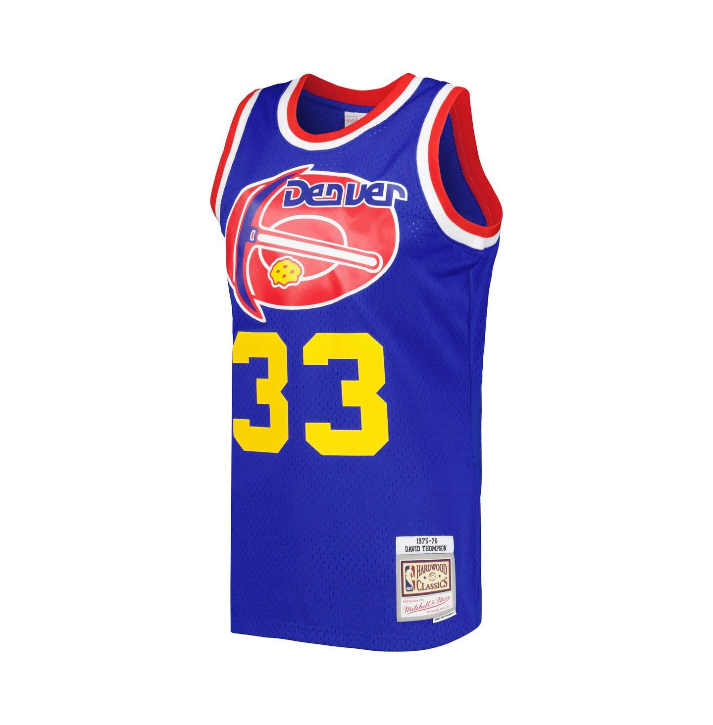 Мужской топ Mitchell & Ness David Thompson Royal Denver Nuggets Hardwood Classics 1975-76 Swingman Jersey — фото 3