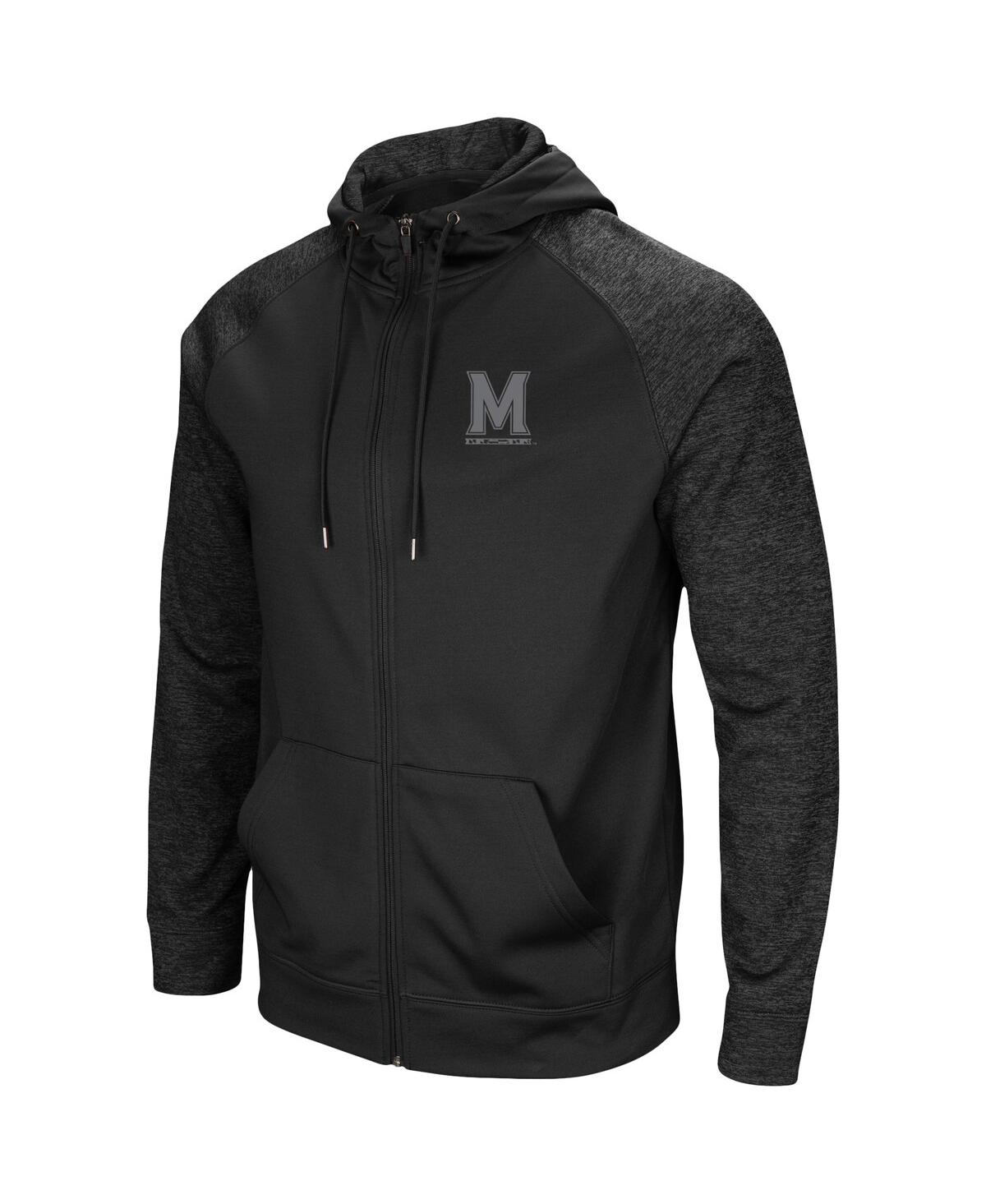 Colosseum Black Maryland Terrapins Blackout 3.0 Tonal Raglan Full-zip Hoodie In Black