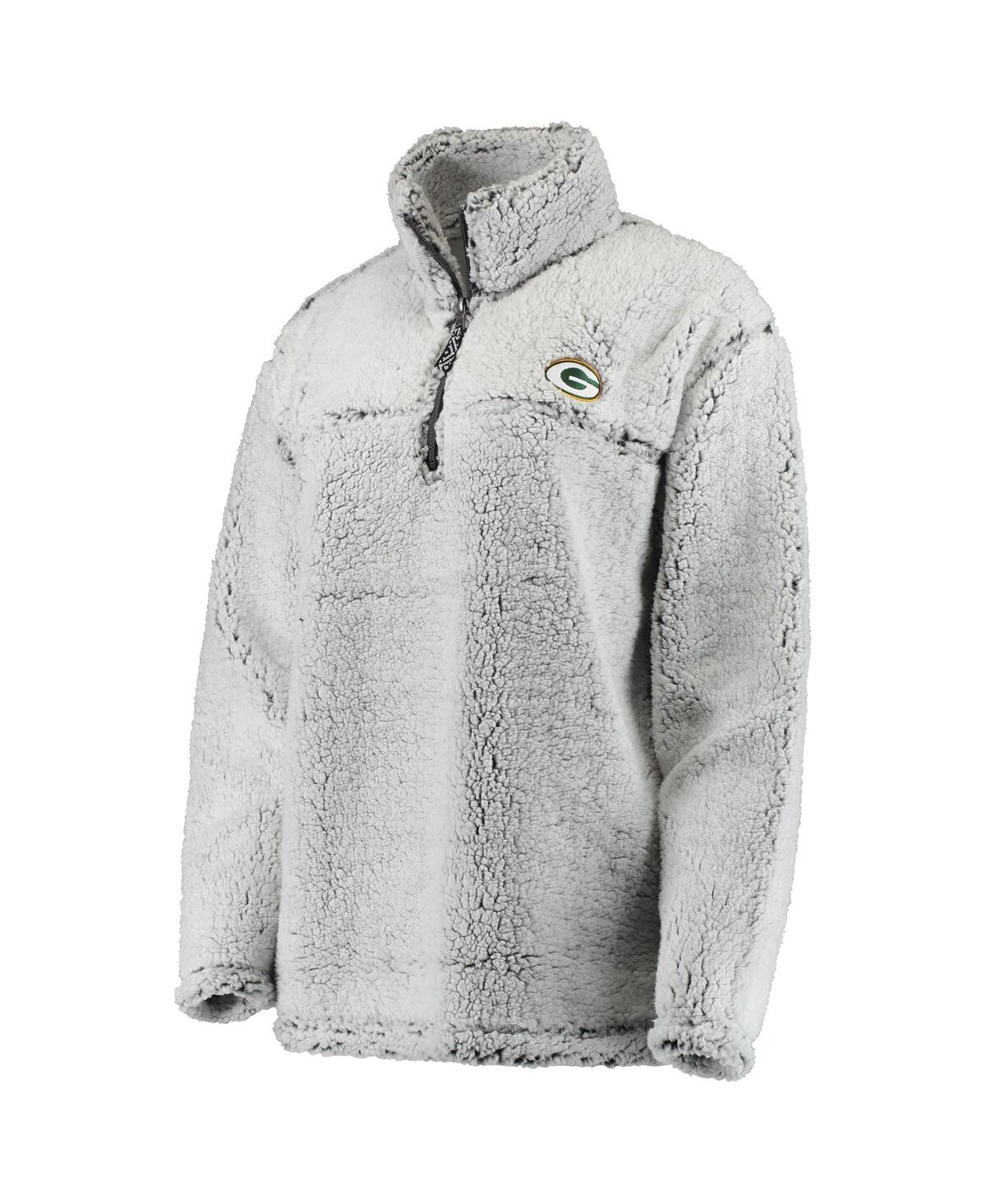 G-iii 4her By Carl Banks Women's Gray Green Bay Packers Sherpa Quarter-zip Pullover Jacket In Gray