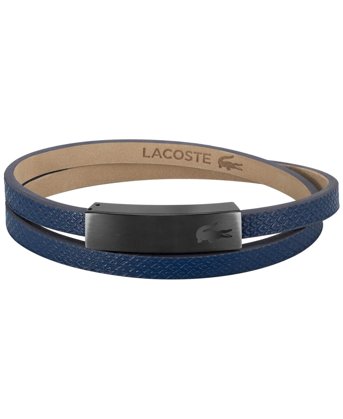 Lacoste Men's Leather Wrap Bracelet In Blue
