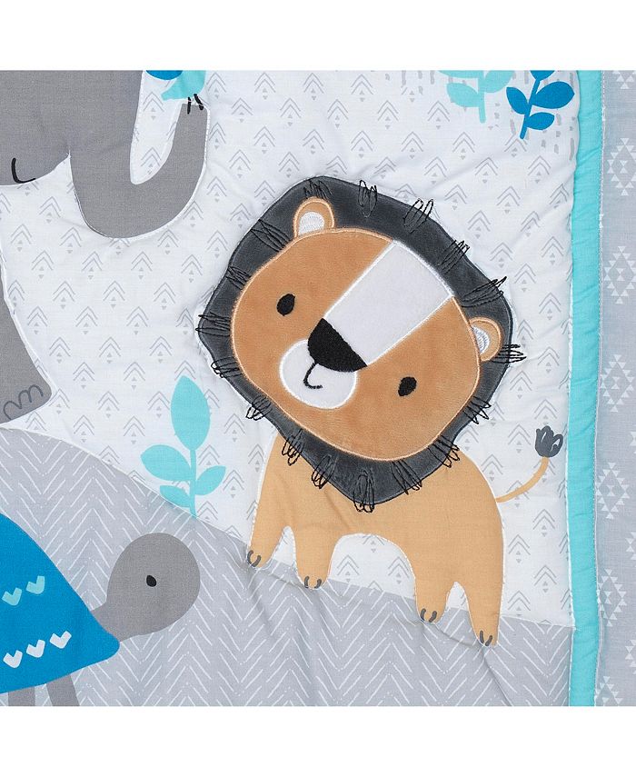 Bedtime Originals Jungle Fun Gray/Blue/White Elephant, Lion and Monkey
