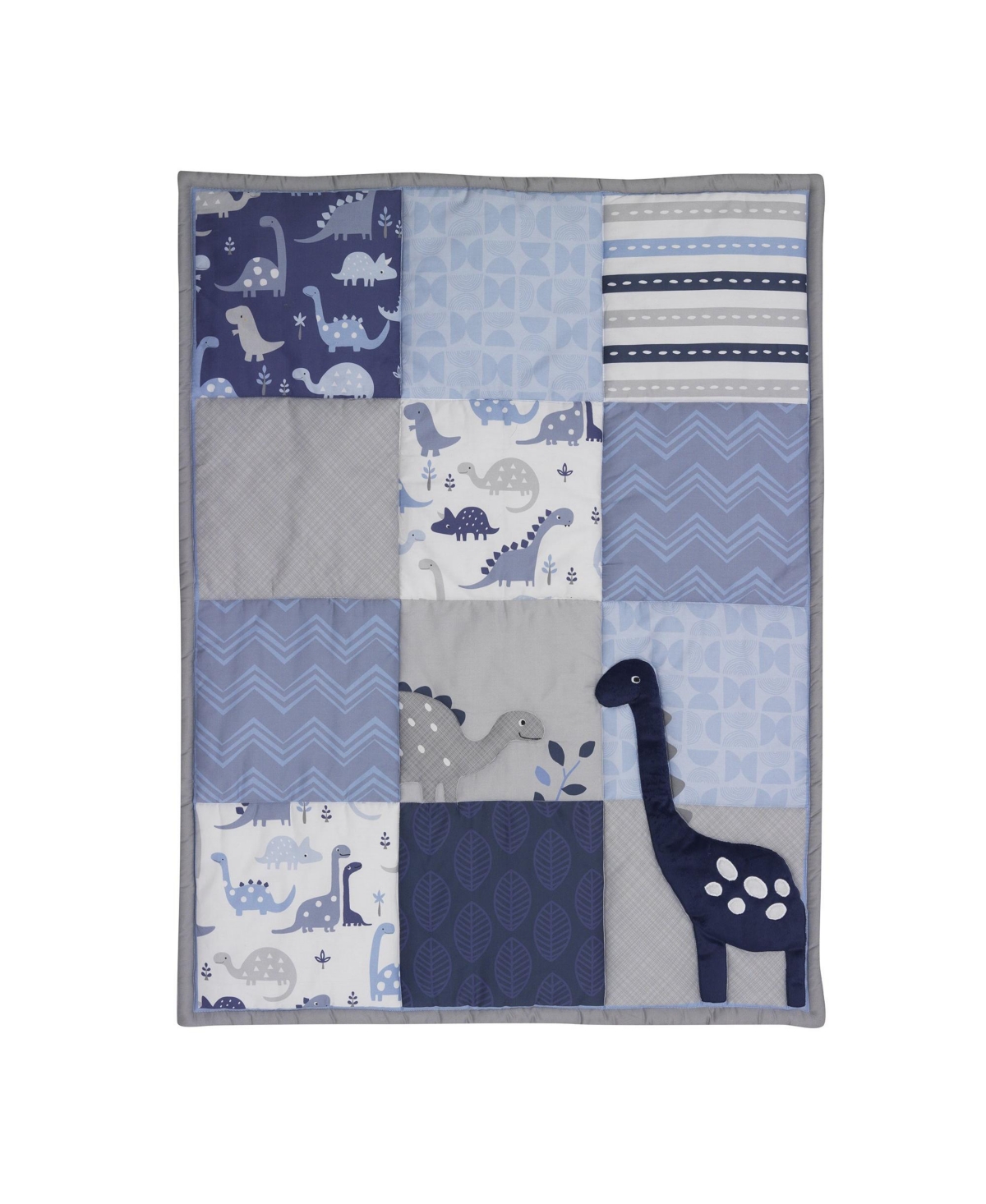 Bedtime Originals Roar Blue/Gray/White Dinosaur 3-Piece Nursery Baby Crib Bedding Set