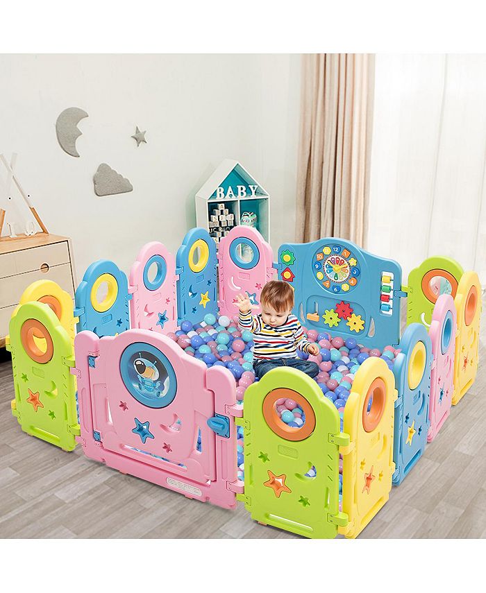 Costway 14 Panel Baby Playpen Kids Activity Center w/ Gate Indoor Macy's