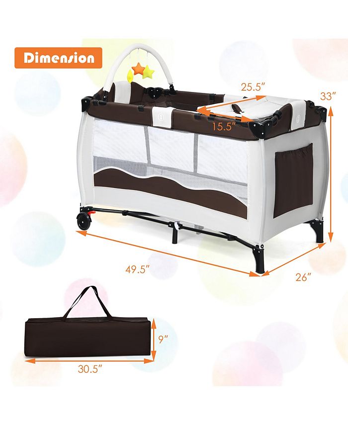 Costway Foldable Baby Crib Playpen Playard Pack Travel Infant