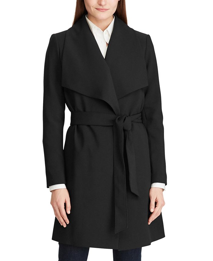 Lauren Ralph Lauren Women's Crepe Belted Wrap Coat, Created for Macy's ...