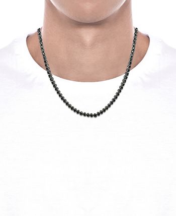 Macy's Men's Black Diamond 24 Statement Necklace (12 ct. t.w.) in Black  Rhodium-Plated Sterling Silver - Macy's