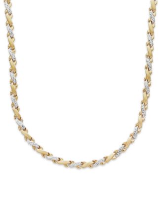 Italian Gold - X-Necklace in 10k Yellow and White Gold