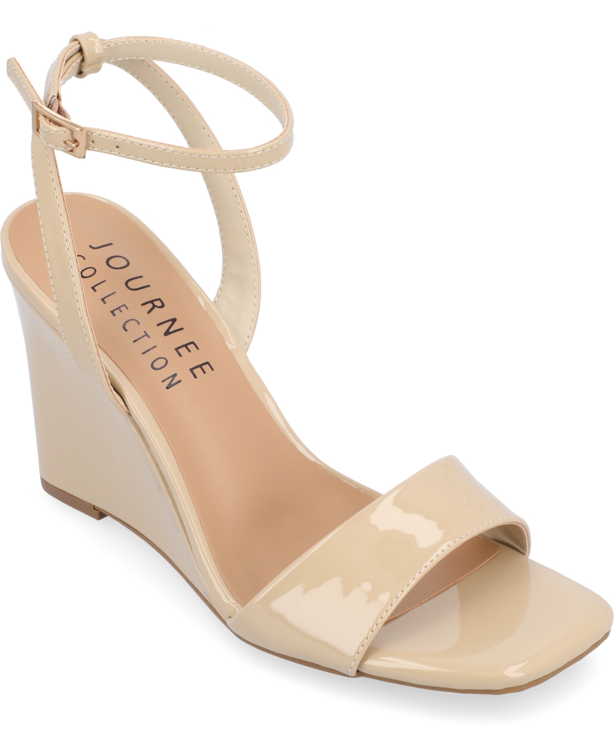 Journee Collection Women's Konna Ankle Strap Wedge Sandals In Nude