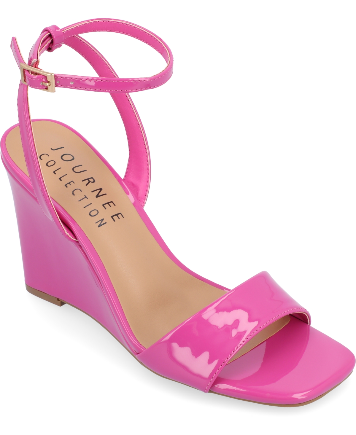 Journee Collection Women's Konna Ankle Strap Wedge Sandals In Pink