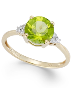image of Peridot (2 ct. t.w.) and Diamond Accent Ring in 14k Gold