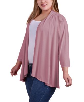 Plus Size Draped Open-Front Cardigan Sweater