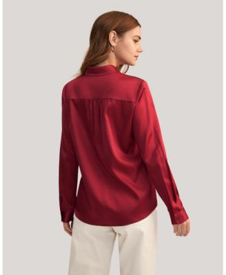 Women's Long Sleeves Collared Silk Blouse