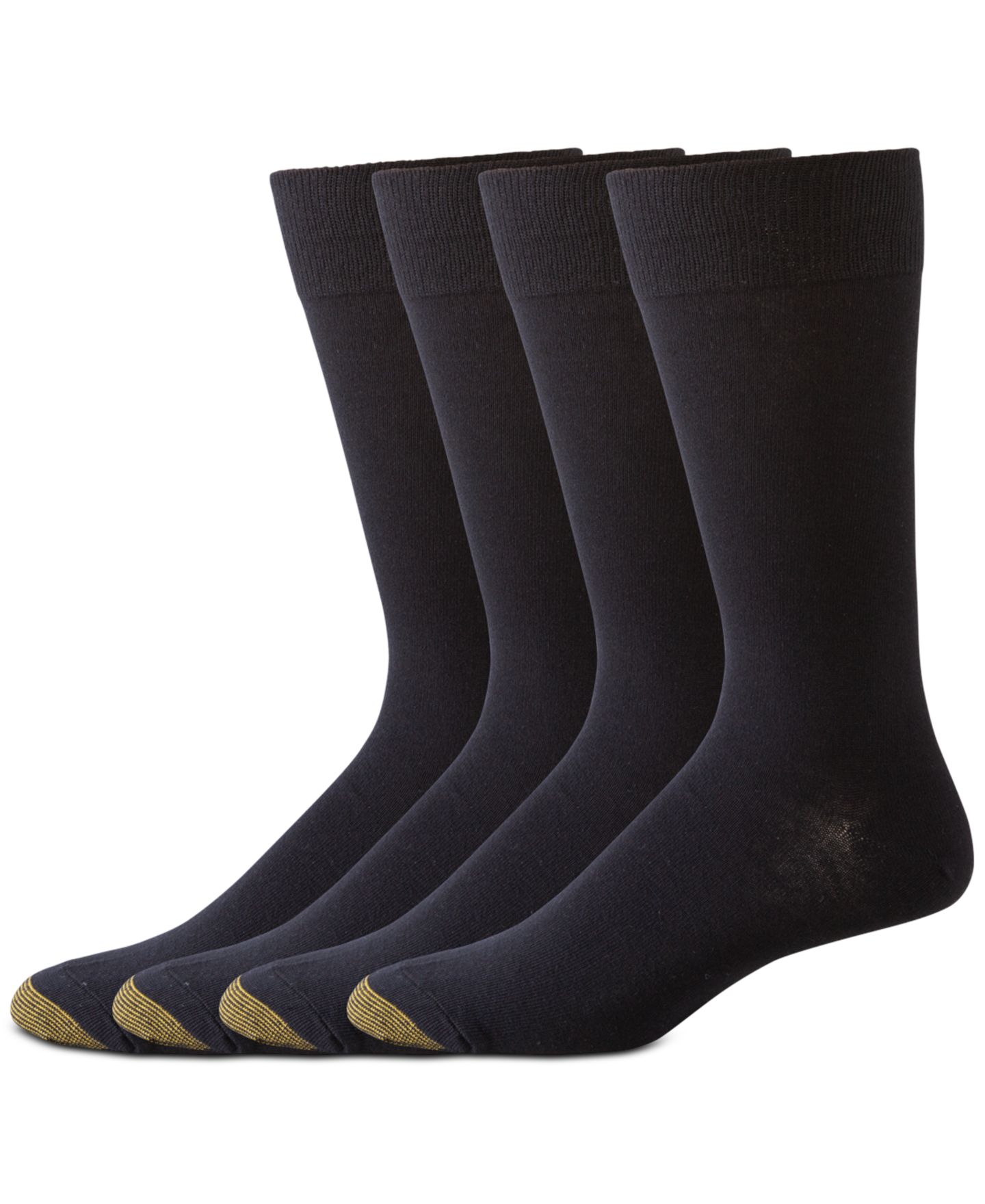 Носки Flat для мужчин, средней высоты, 4 шт. — Gold Toe, цвет: Чёрный — фото 1