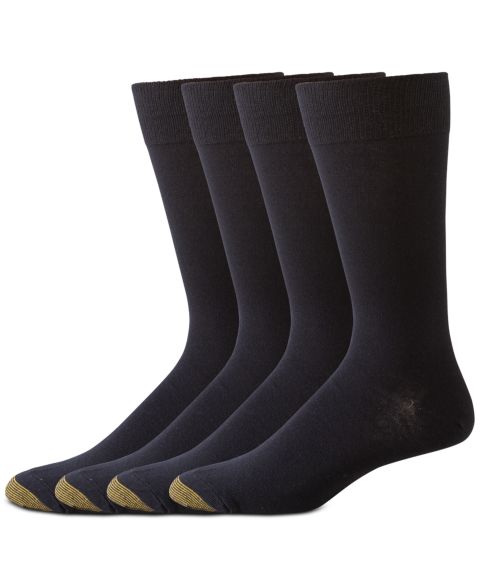 Носки Flat для мужчин, средней высоты, 4 шт. — Gold Toe, цвет: Чёрный