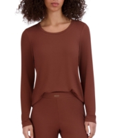 Steve Madden Women's Ribbed Long-Sleeve Sleep Tee - Tiramisu