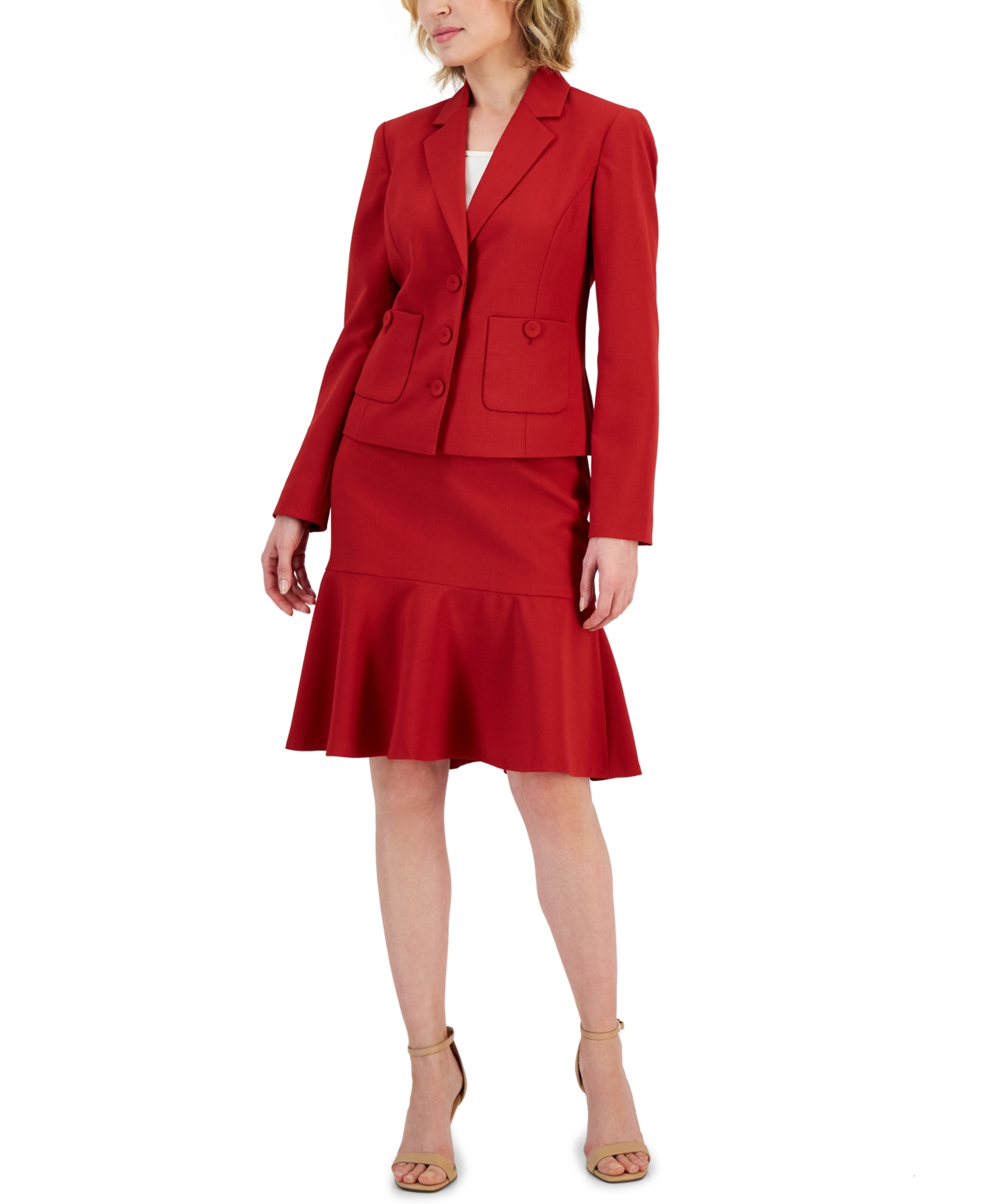 Button front skirt suit sale